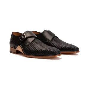 Black Leather Single Strap Monk Shoe